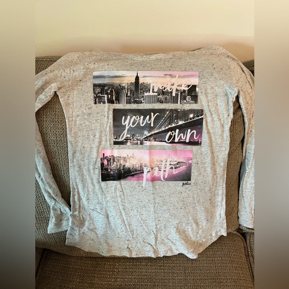 girls justice long sleeve design tee shirt